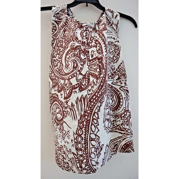 Joie TP04567B Women's Sz 2XS Rosewood Brown Malta Printed Silk Halter Top - Picture 2 of 8